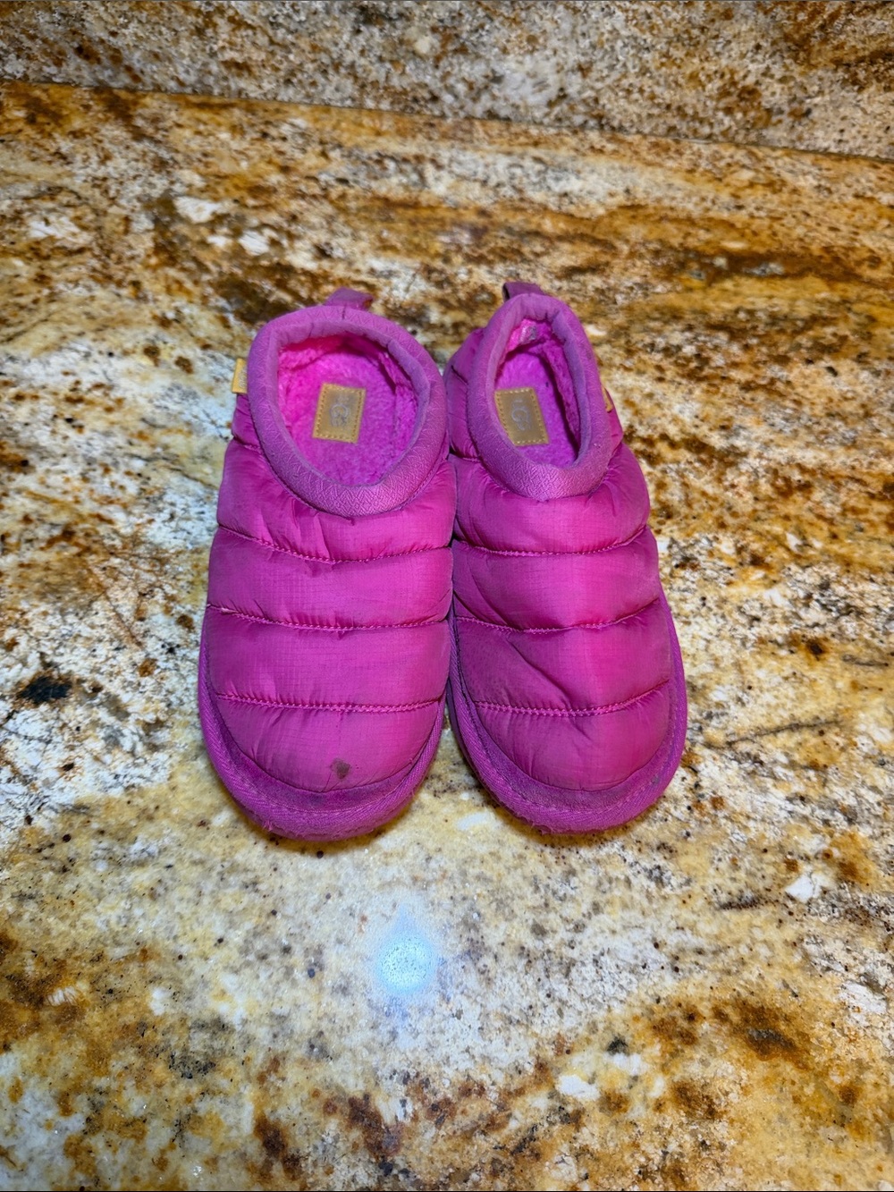 UGG Pink Puffer Slip-On Shoes